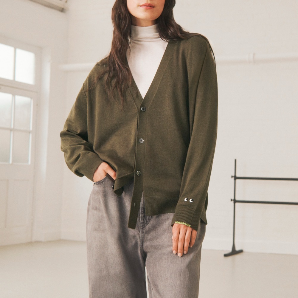 Anya Hindmarch merino extra fine wool Uniqlo cardigan oversized sweater large - Picture 3 of 9